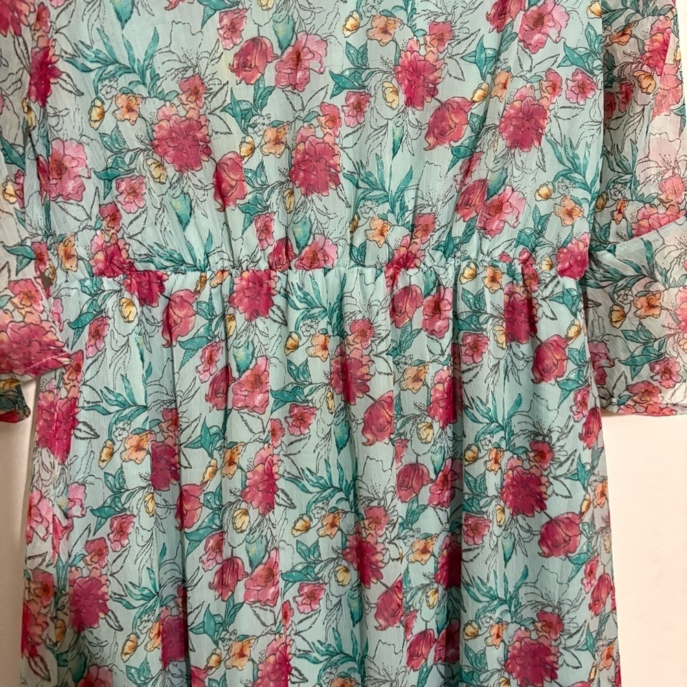 EasyBuy-Floral V-Neck Dress 3/4 Sleeves Size Small - Picture 6 of 7